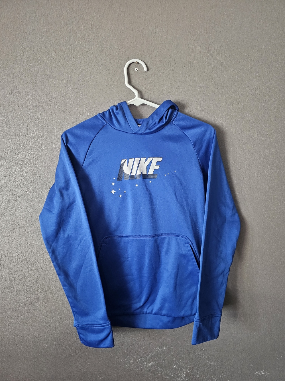 Nike Royal Blue Kids Hoodie with White Logo and Stars